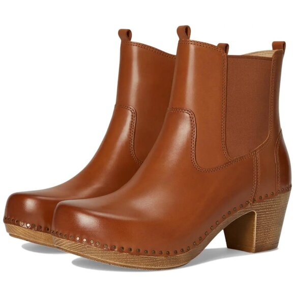 NEW Dansko Shayna Heeled Chelsea Boots - Leather Luggage For Women 257 7S4 - Picture 2 of 12